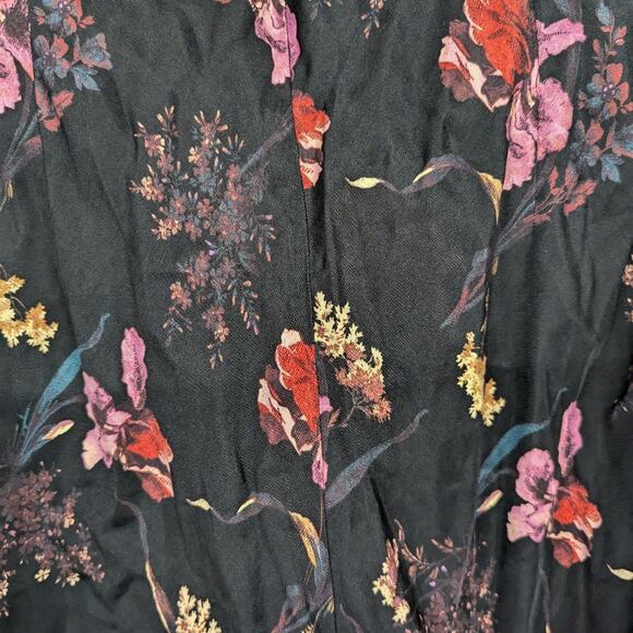 new Madewell Wide V-Neck Midi Dress floral black sz10 Printed Side Slit Sexy - Picture 10 of 12